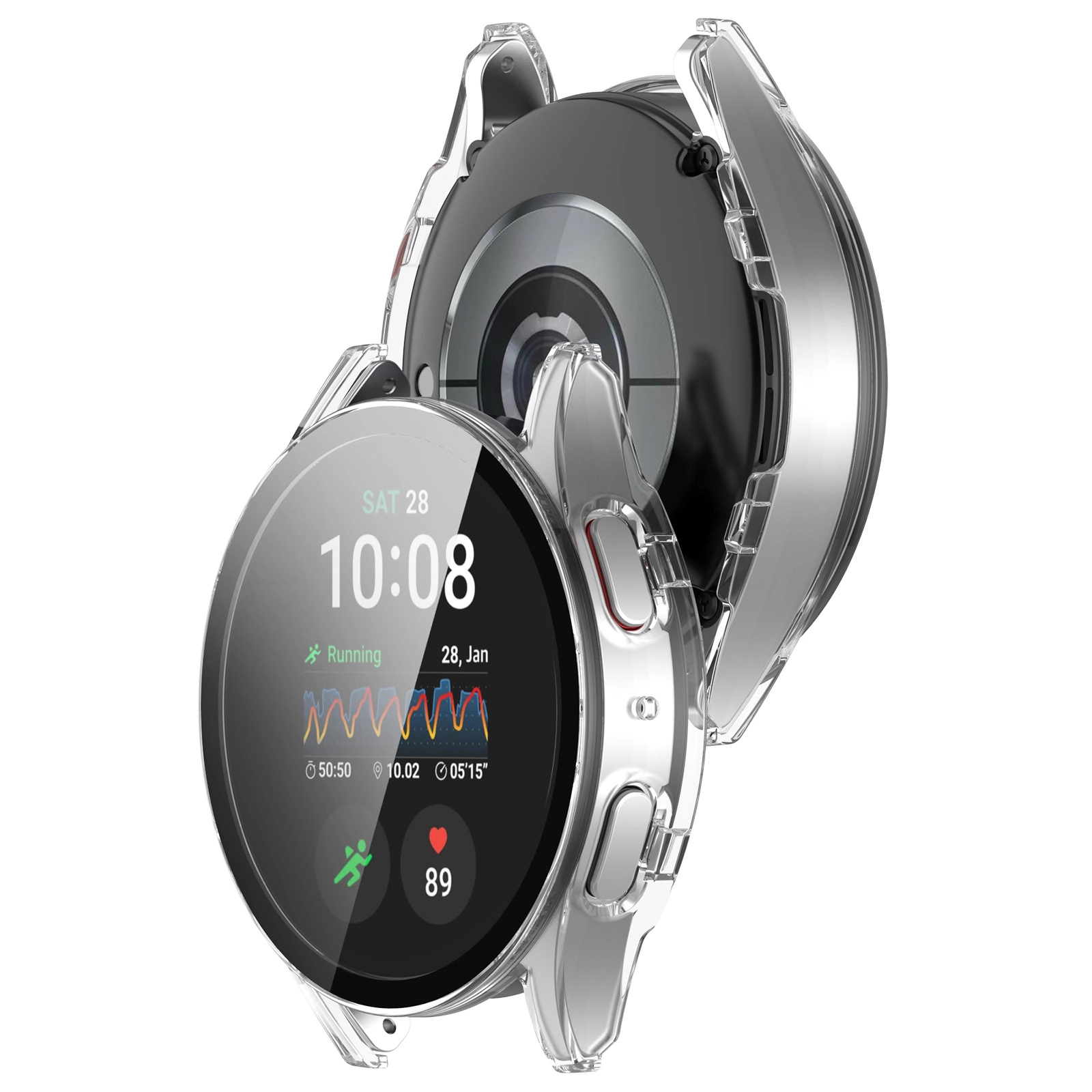 Nakładka na tarczę Bizon ze szkłem do Galaxy Watch 7 40mm Przezroczysty