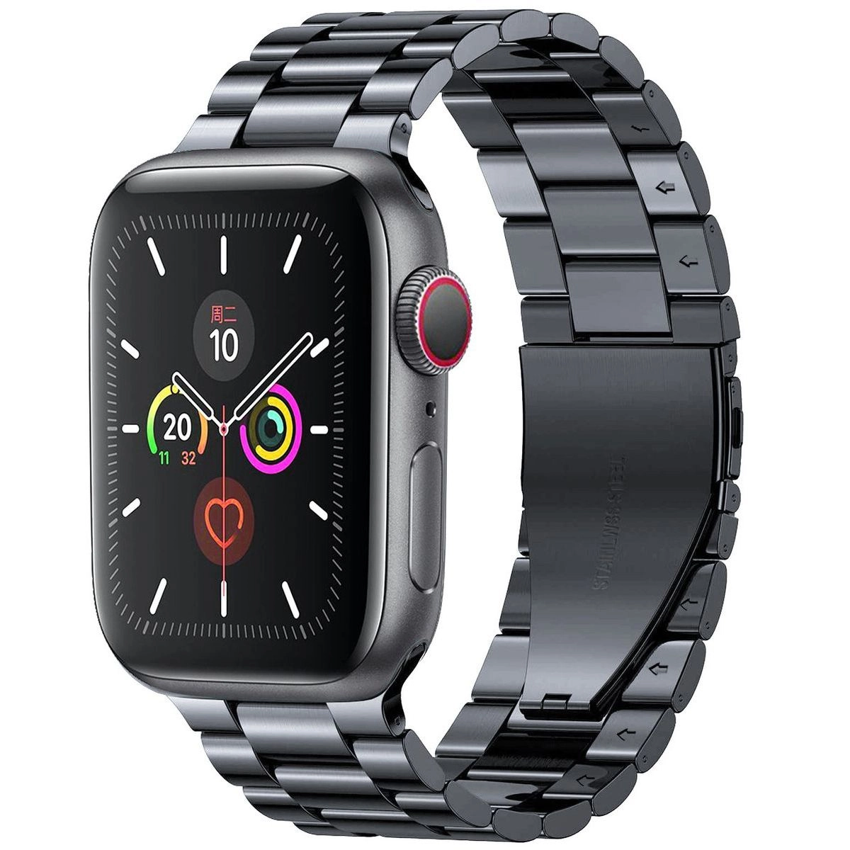 Bransoleta Bizon ze stali nierdzewnej Aura do Apple Watch 49/46/45/44/42mm Czarny