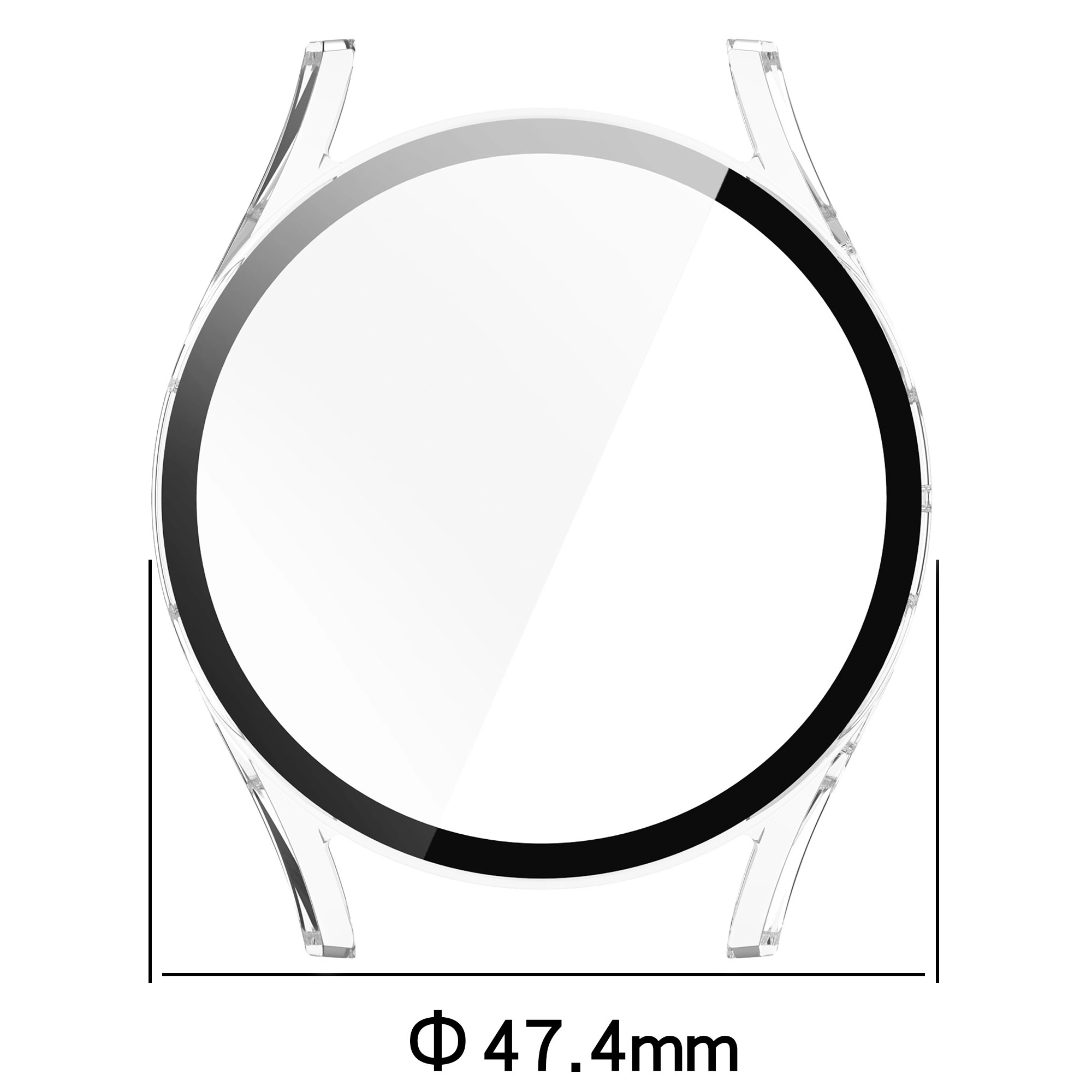 Nakładka na tarczę Bizon ze szkłem do Galaxy Watch 7 44mm Przezroczysty