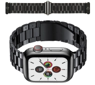 Bizon ze stali nierdzewnej Aura do Apple Watch 41/40/38mm Czarny