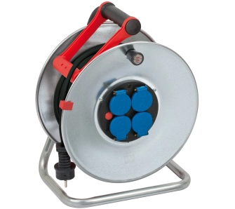 Przedłużacz bębnowy Brennenstuhl Garant S IP44 / 4 gniazda 25m Blacha stalowa Do stałego użytku na zewnątrz Srebrny