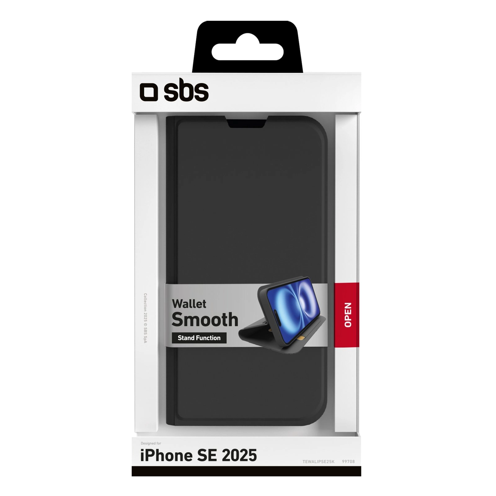 Etui SBS Smooth Wallet do iPhone 16e Czarny