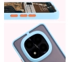Etui Bizon z uchwytem na palec Hybrid Ring do Xiaomi Redmi Note 14 Pro Plus 5G Przydymione z jasnoniebieską ramką