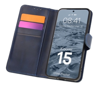 Etui Bizon z klapką Pocket do Xiaomi 15 Granatowy