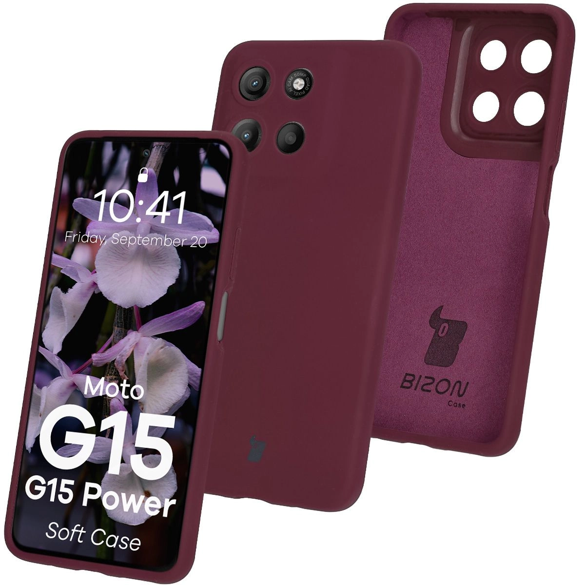 Etui Bizon Silikonowe Soft do Motorola Moto G15/G15 Power Ciemno-fioletowy