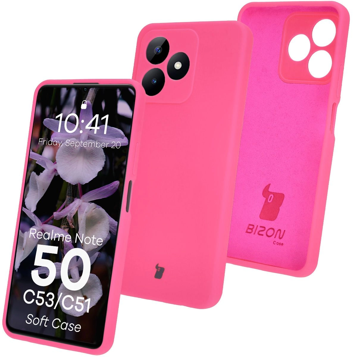 Etui Bizon Silikonowe Soft do Realme Note 50/Realme C53/C51 Neonowo-różowy