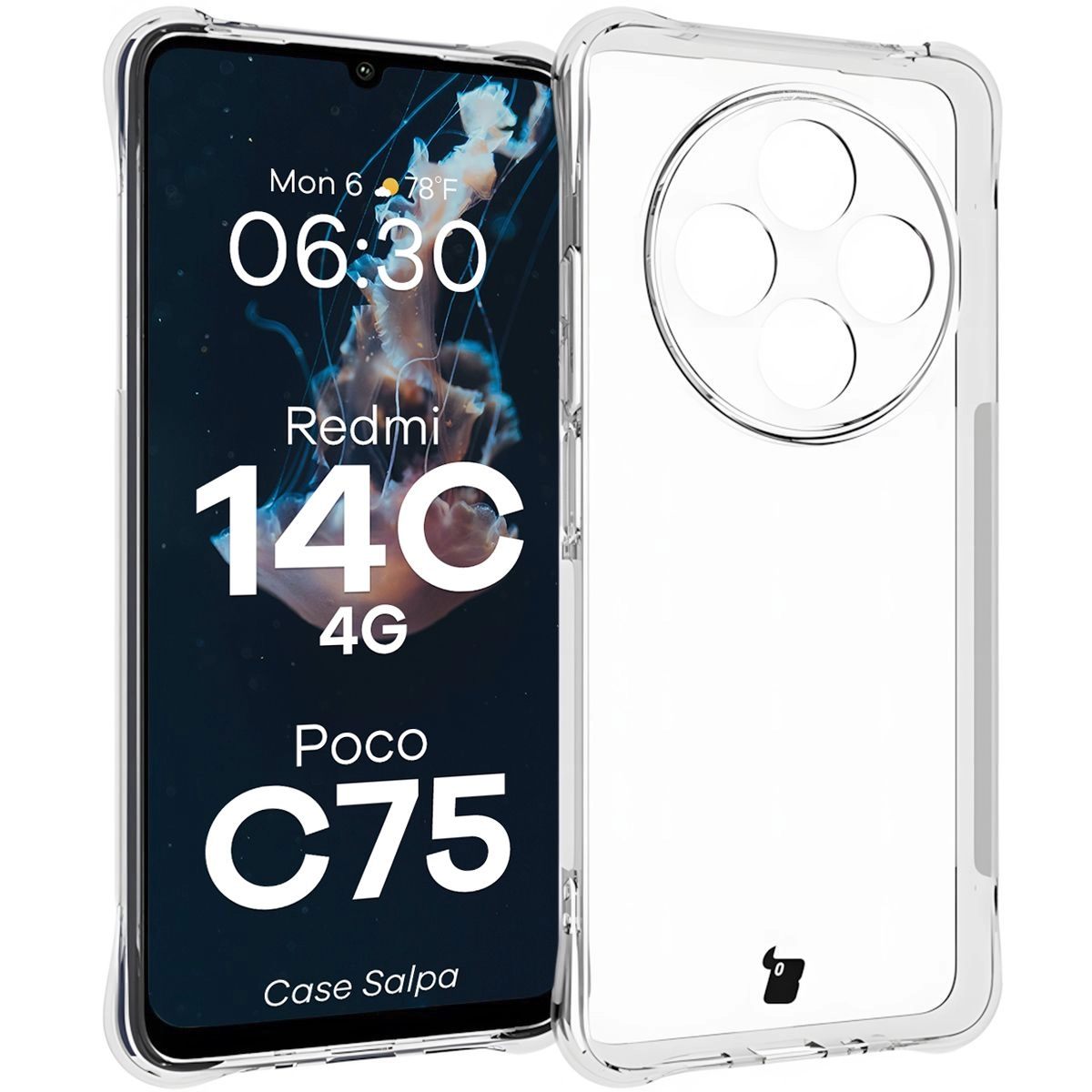 Etui Bizon Elastyczne Salpa do Xiaomi Redmi 14C 4G / POCO C75 Przezroczysty