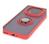 Etui Bizon z uchwytem na palec Hybrid Ring do Xiaomi Redmi Note 14 Pro Plus 5G Przydymione z czerwoną ramką
