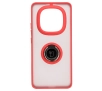 Etui Bizon z uchwytem na palec Hybrid Ring do Xiaomi Redmi Note 14 Pro Plus 5G Przydymione z czerwoną ramką