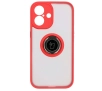 Etui Bizon z uchwytem na palec Hybrid Ring do iPhone 16 Przydymione z czerwoną ramką