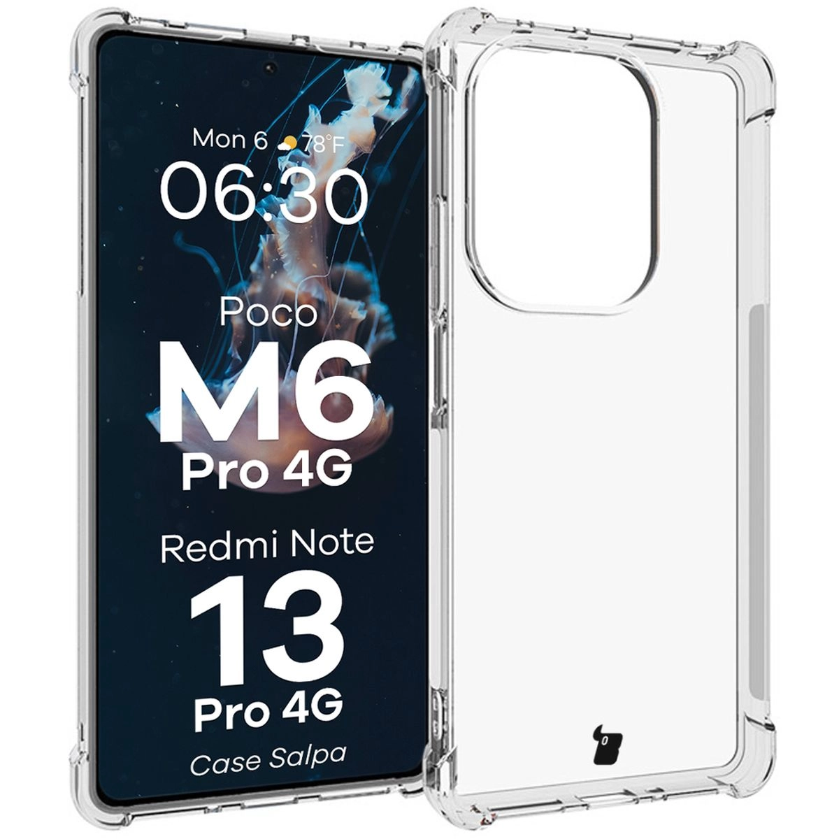 Etui Bizon Elastyczne Salpa do Poco M6 Pro 4G / Xiaomi Redmi Note 13 Pro 4G Przezroczysty