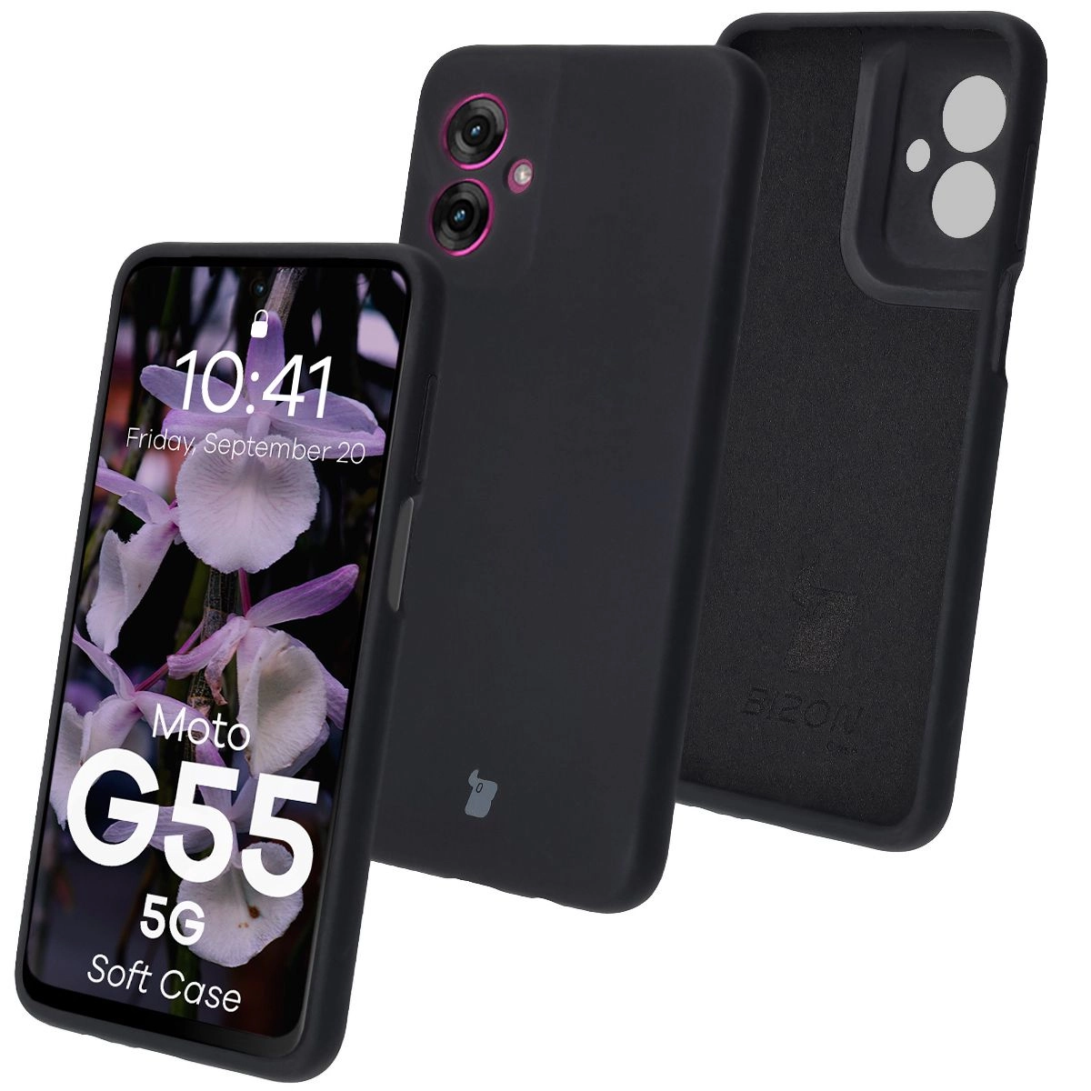 Etui Bizon Silikonowe Soft do Motorola Moto G55 5G Czarny