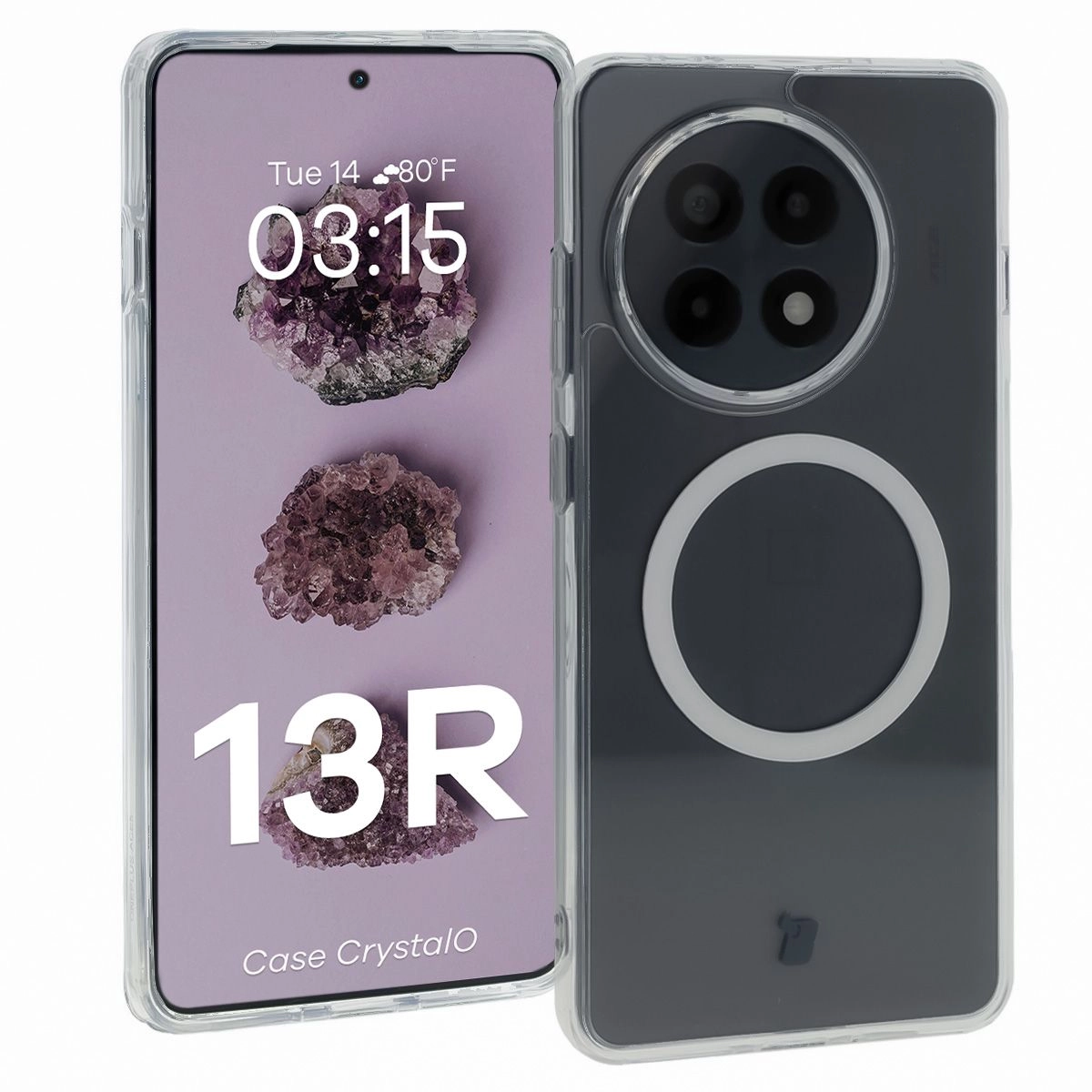 Etui Bizon CrystalO z MagSafe do OnePlus 13R Przezroczyste