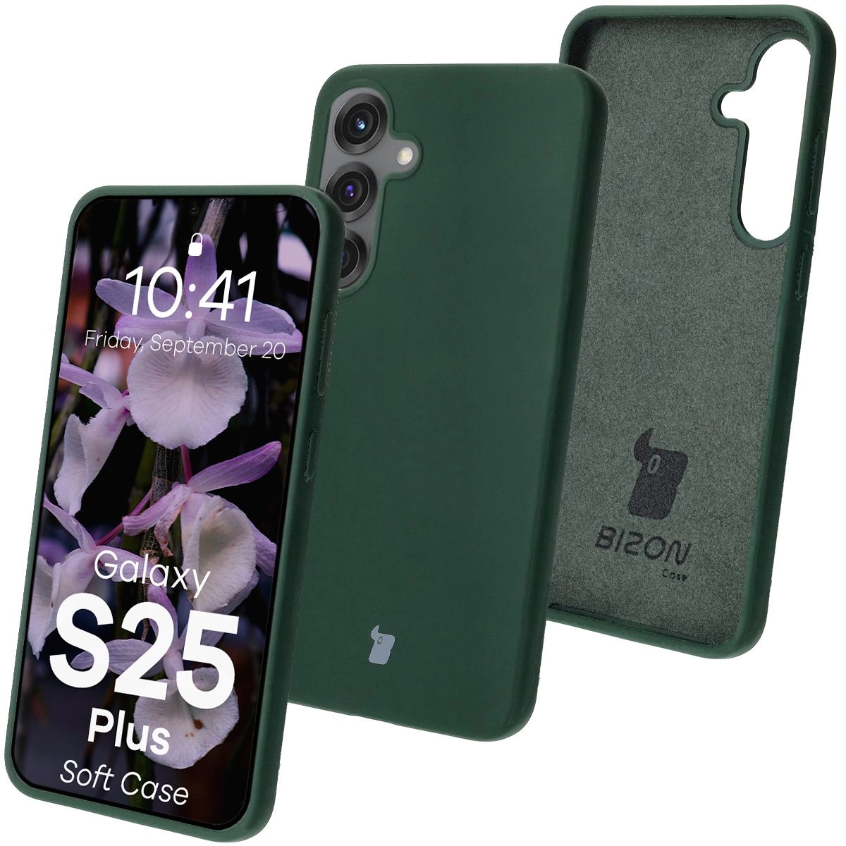 Etui Bizon Silikonowe Soft do Galaxy S25 Plus Ciemnozielony