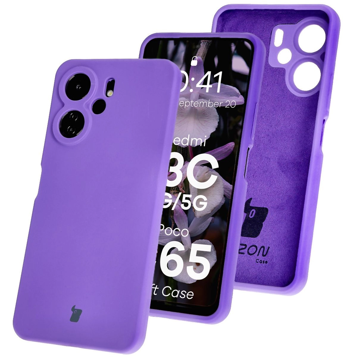 Etui Bizon Silikonowe Soft do Xiaomi Redmi 13C 4G/Xiaomi Redmi 13C 5G/Xiaomi Poco C65 Fioletowy