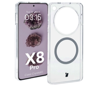Etui Bizon CrystalO z MagSafe do Oppo Find X8 Pro Przezroczyste