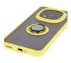 Etui Bizon z uchwytem na palec Hybrid Ring do Xiaomi Redmi Note 14 Pro Plus 5G Przydymione z żółtą ramką