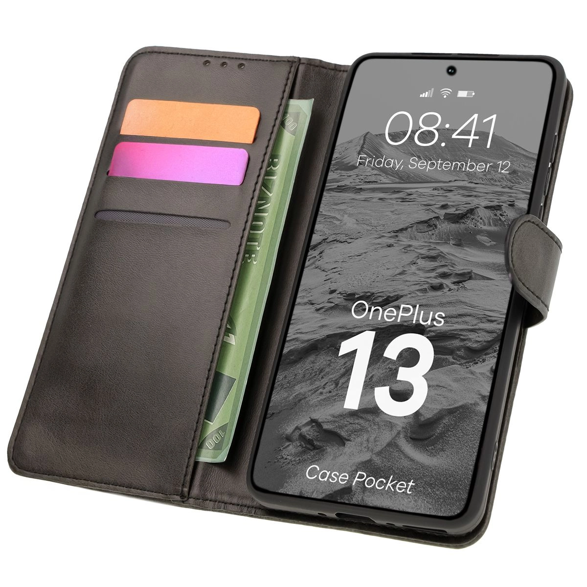 Etui Bizon z klapką Pocket do OnePlus 13 Czarny