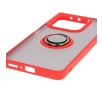 Etui Bizon z uchwytem na palec Hybrid Ring do Xiaomi Redmi Note 14 5G Przydymione z czerwoną ramką