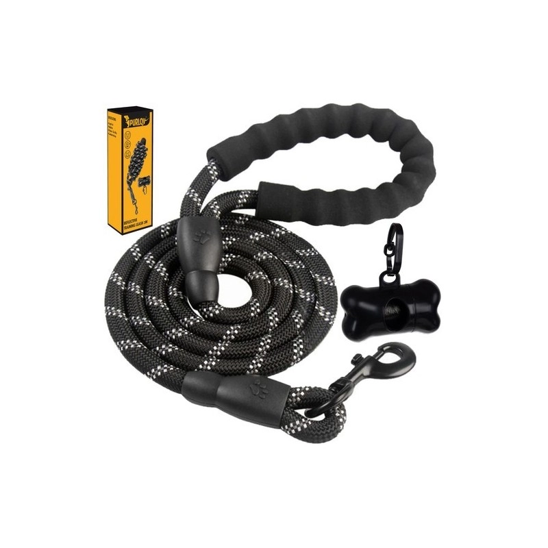 Smycz Purlov treningowa odblaskowa 3m Czarny