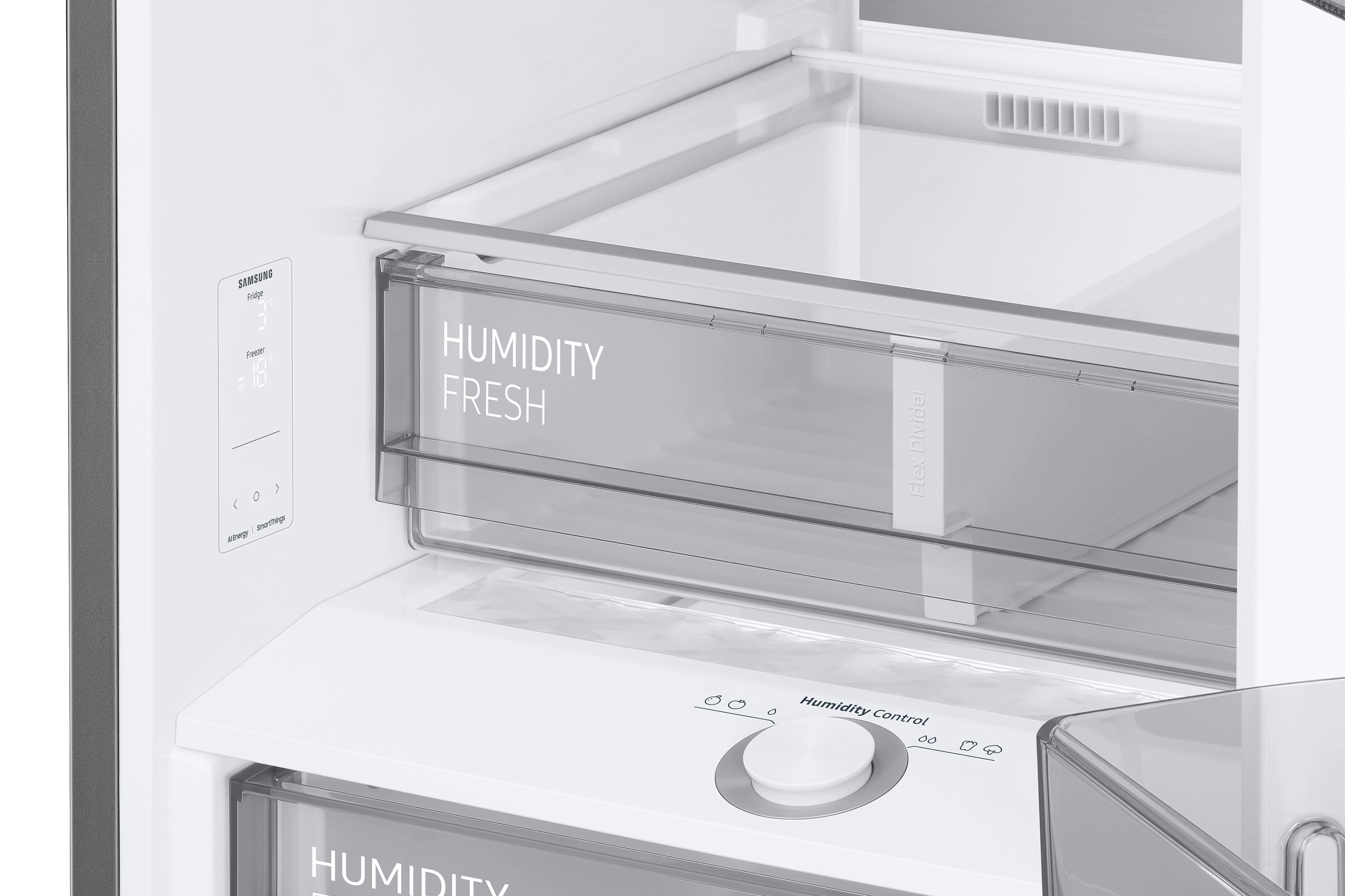 Lodówka Samsung RB38C7AGWS9EF Pełny No Frost 203cm Szuflada z kontrolą wilgotności Zdalne sterowanie Stal szczotkowana