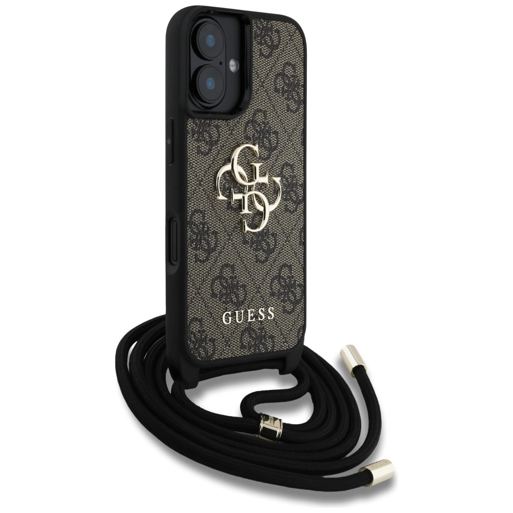 Etui Guess 4G Big Logo Cord Stap Crossbody do iPhone 16 Brązowy