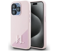 Karl Lagerfeld Silicone Shadow Metal Initial MagSafe do iPhone 15 Pro Różowy