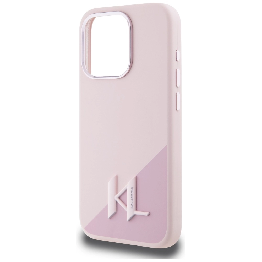 Etui Karl Lagerfeld Silicone Shadow Metal Initial MagSafe do iPhone 15 Pro Różowy