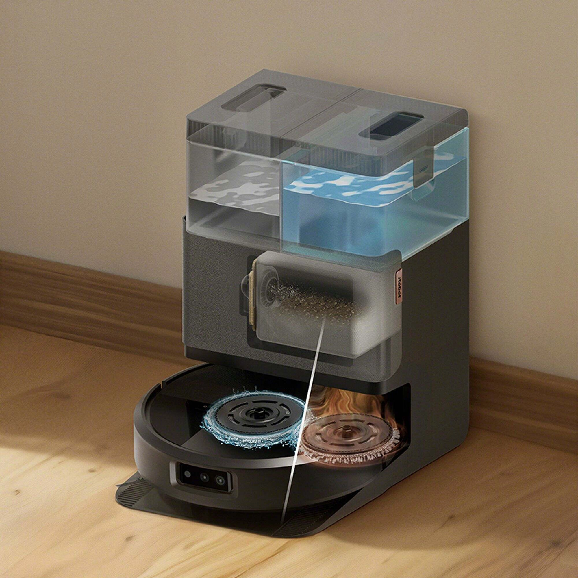 Robot sprzątający iRobot Roomba Plus 505 Combo Funkcja mopowania Stacja oczyszczająca Tworzenie mapy pomieszczenia 68dB Czarny
