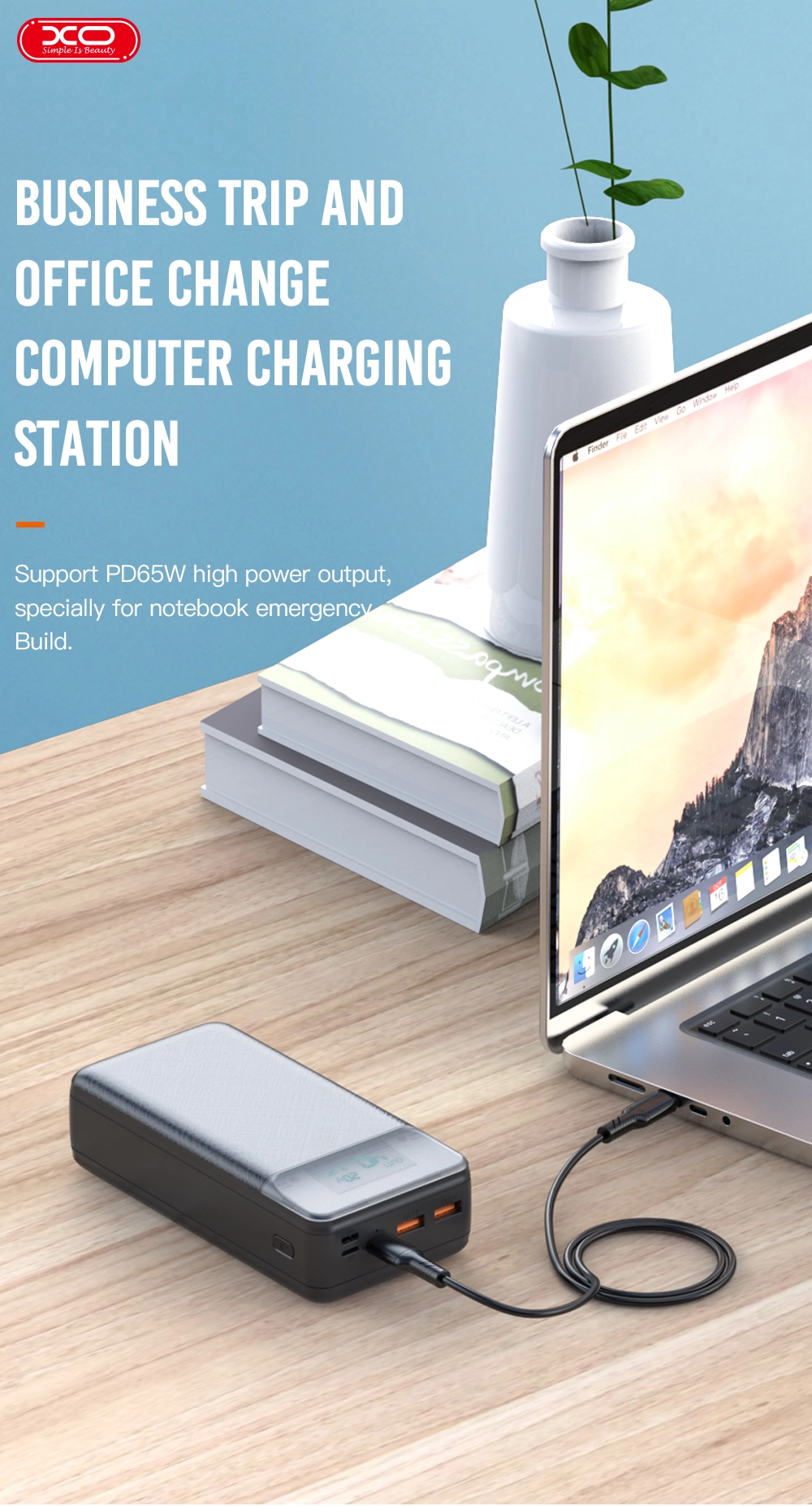 Powerbank XO PR201 65W 30000mAh 65W Czarny
