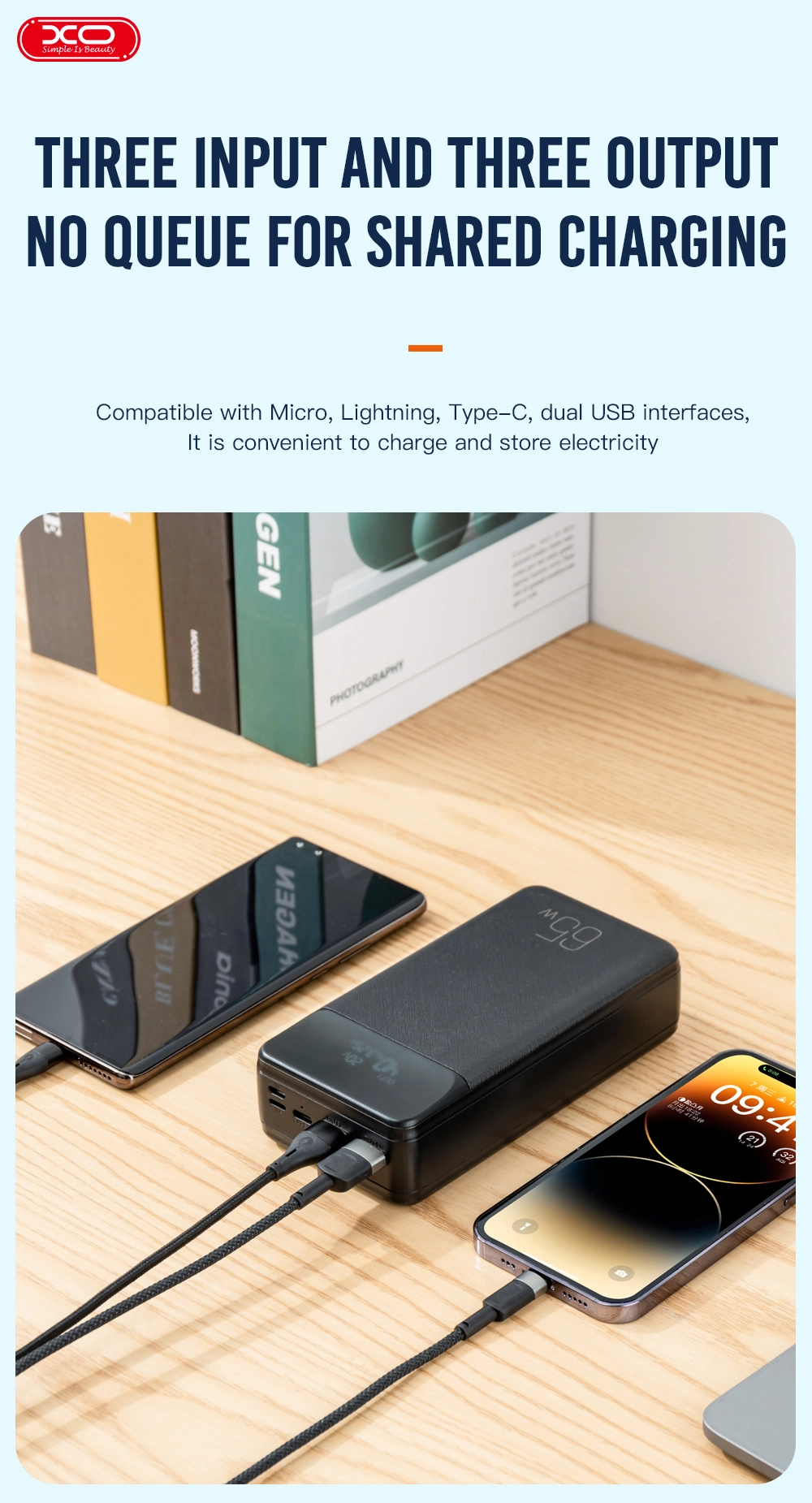 Powerbank XO PR201 65W 30000mAh 65W Czarny