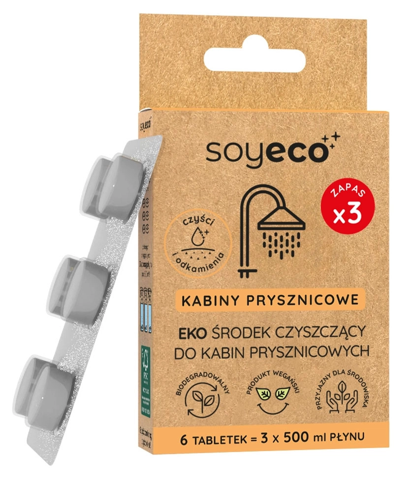 Tabletki Soyeco do czyszczenia kabin prysznicowych 6szt.