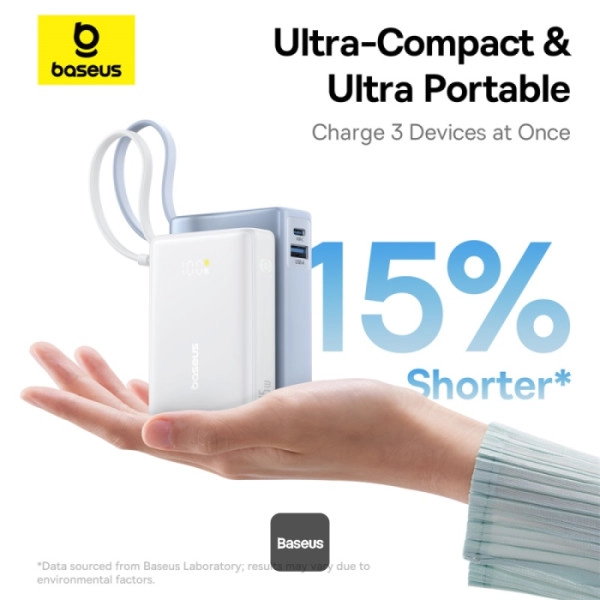 Powerbank Baseus PicoGo Digital Display 10000mAh 45W Biały