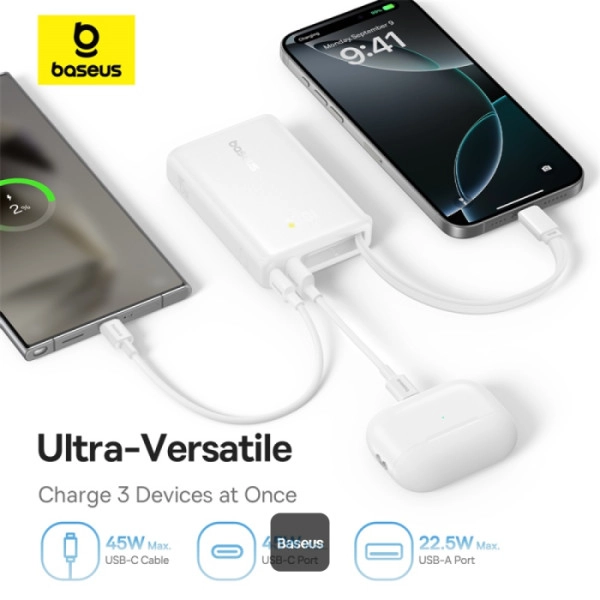 Powerbank Baseus PicoGo Digital Display 10000mAh 45W Biały