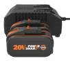 Zestaw Worx PowerShare WA3611 20V 6.0Ah + 2 akumulatory 4.0 Ah