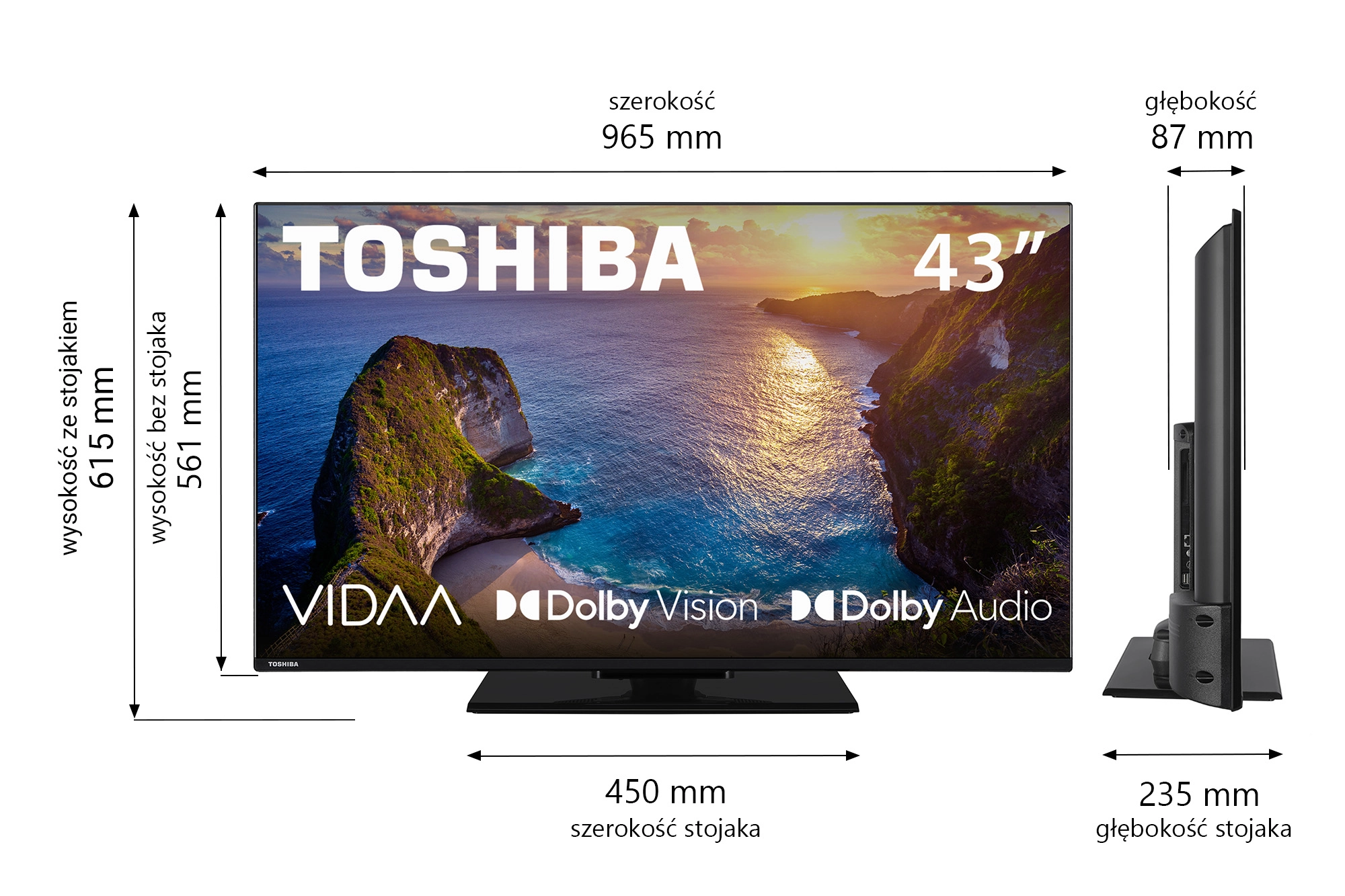 Telewizor Toshiba 43UV3463DG 43" LED 4K Smart TV Dolby Vision HDMI 2.1 DVB-T2