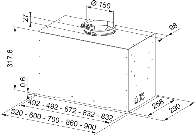 Okap Franke Smart Flush Evo Basic FBFE LG A70 Jasnoszary