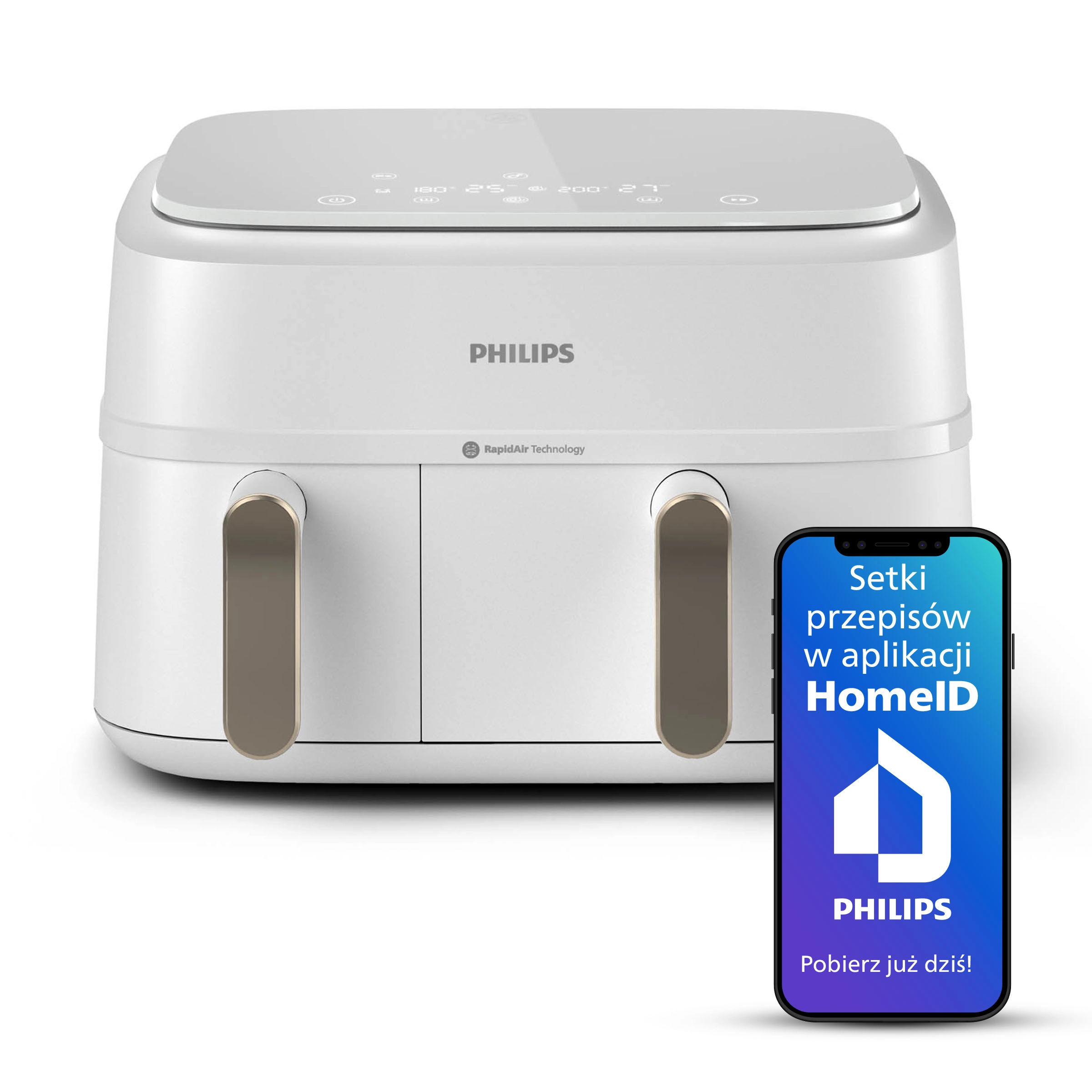Philips Ovi Dual Basket NA353/10 2750W 9l Aplikacja mobilna