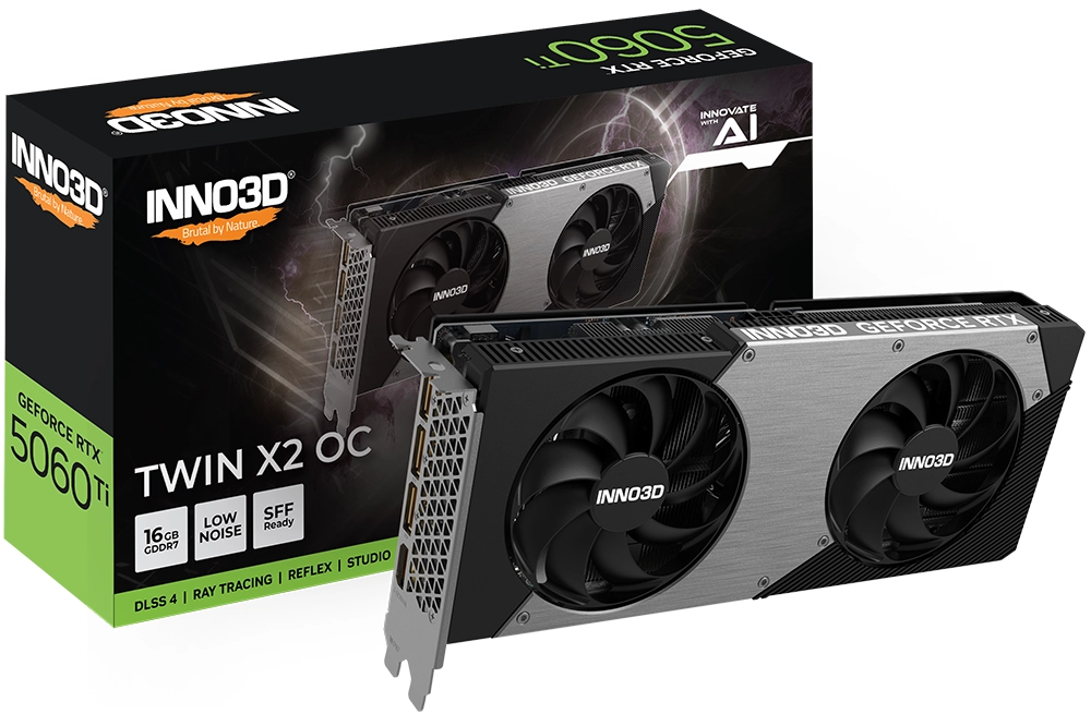 Karta graficzna Inno3D GeForce RTX 5060 Ti Twin X2 OC 16GB GDDR7 128bit DLSS 4
