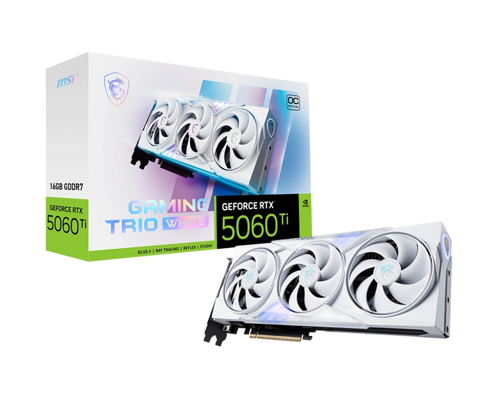 Karta graficzna MSI GeForce RTX 5060 Ti GAMING TRIO OC WHITE 16GB GDDR7 128bit DLSS 4