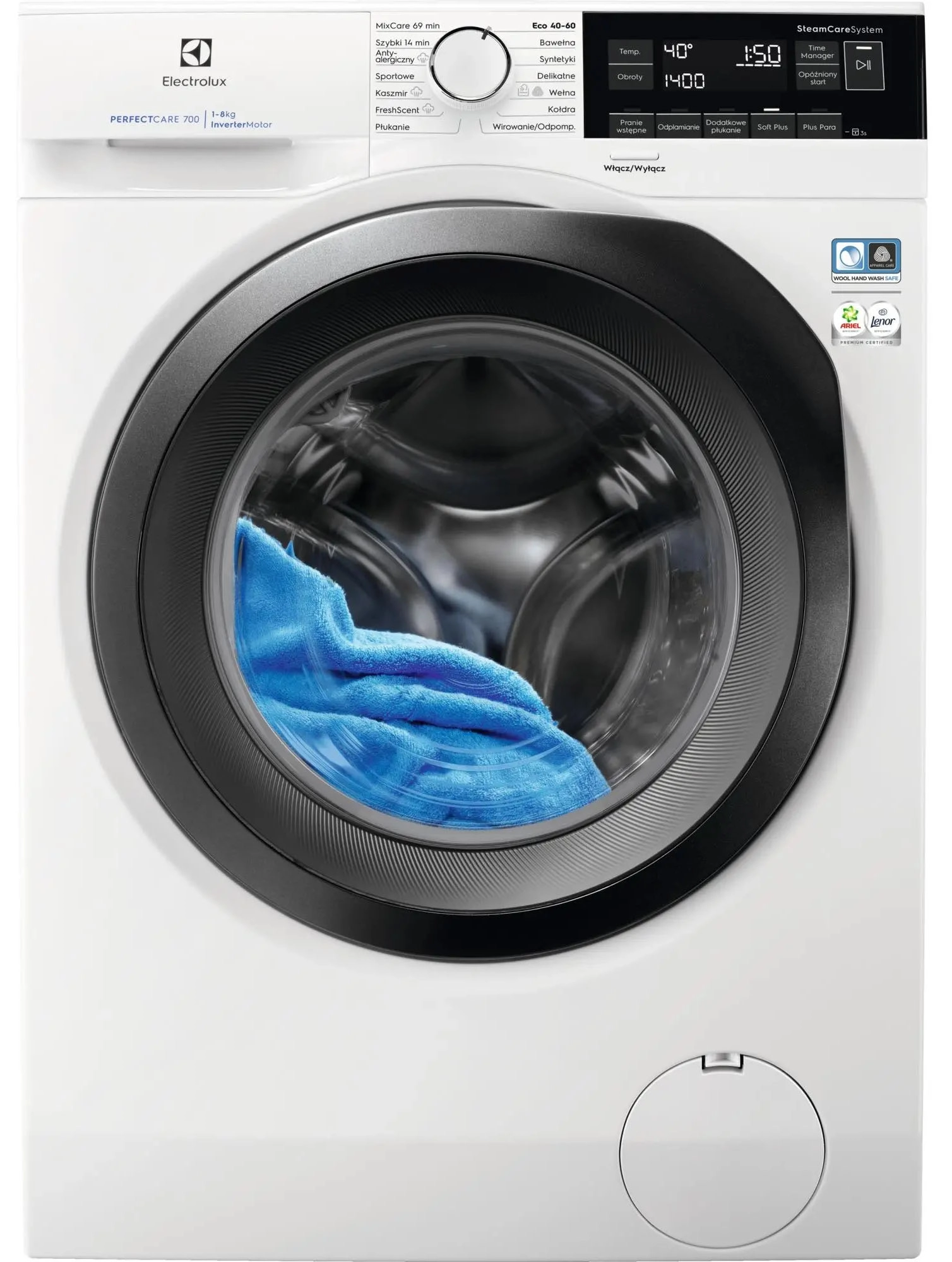 Zestaw Electrolux pralka 700 SteamCare EW7F348ASP 8kg 1400obr/min + suszarka 800 DelicateCare EW8HEU359SP 9kg