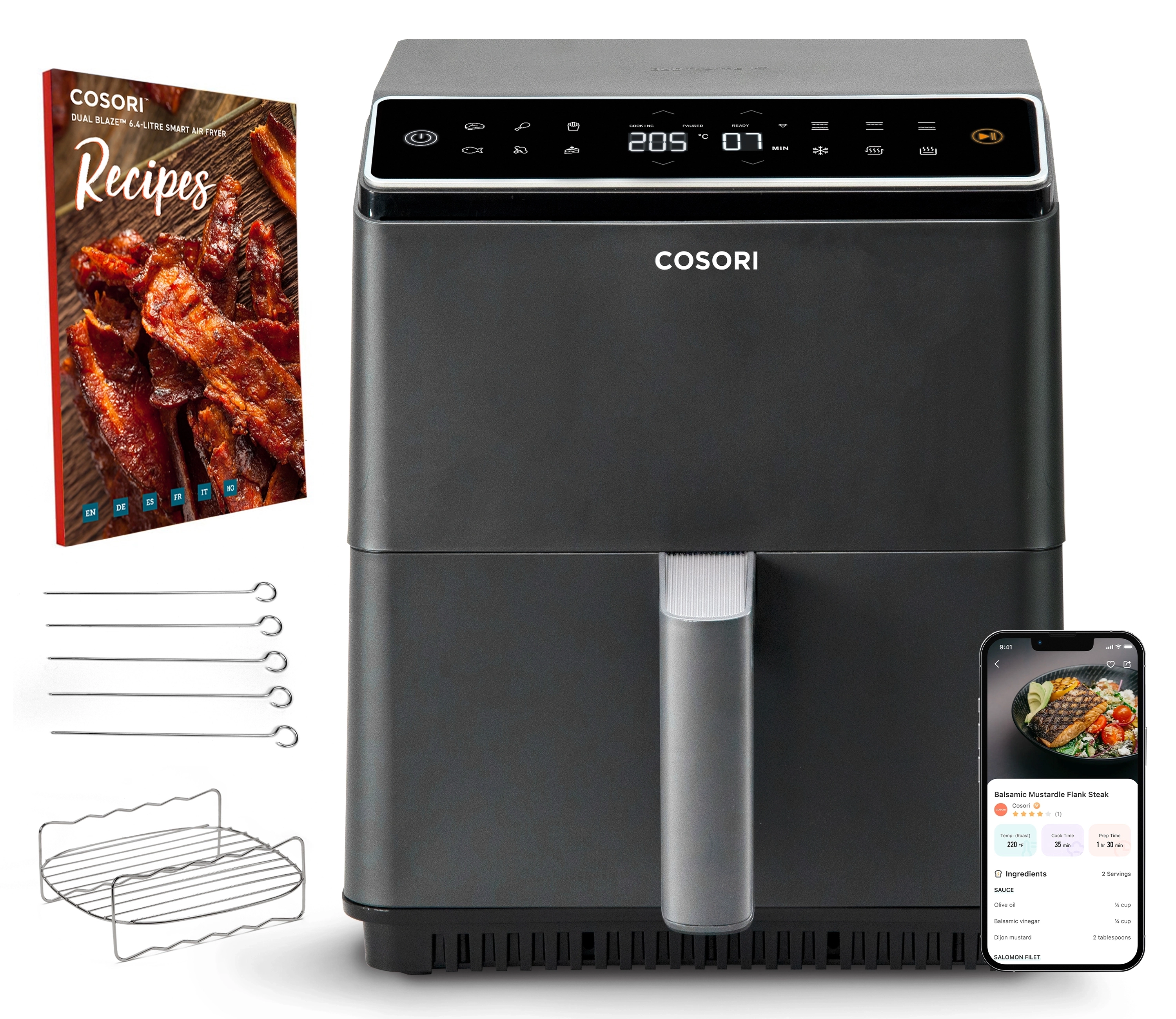Cosori Dual Blaze 1700W 6,4l Aplikacja mobilna Szary