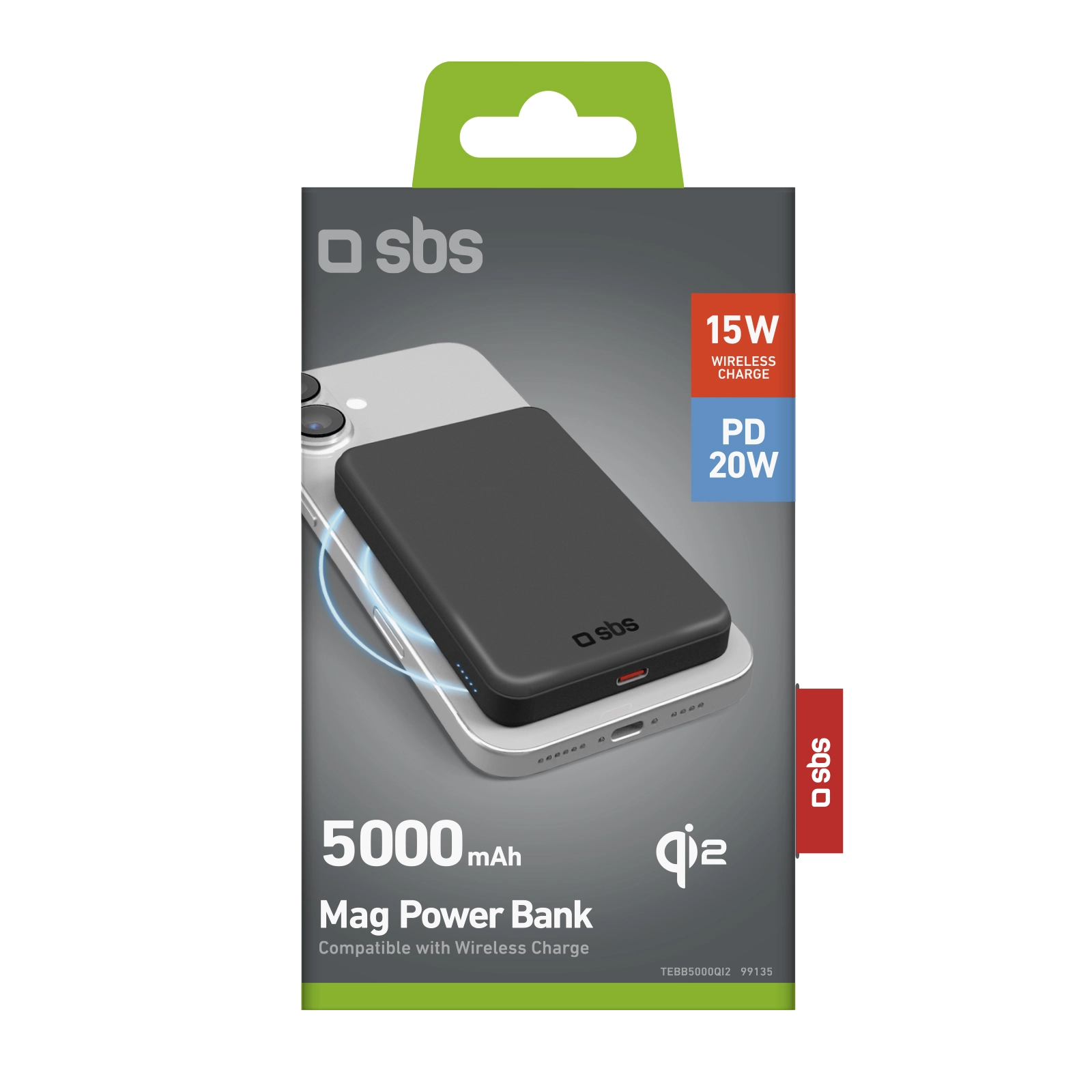 Powerbank SBS TEBB5000QI2 Mag Power Bank Qi2 5000mAh USB-C PD 20W