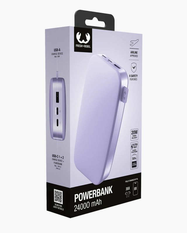 Powerbank Fresh 'n Rebel 24000 mAh USB-C 20W Liliowy