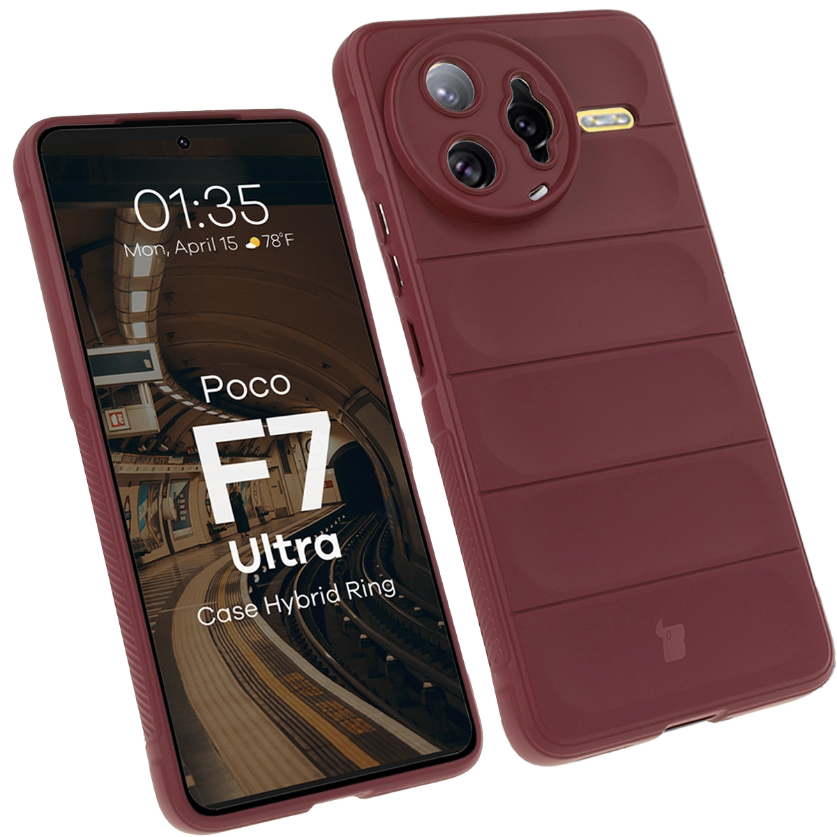 Etui Bizon Tur do Xiaomi Poco F7 Ultra Burgundowy