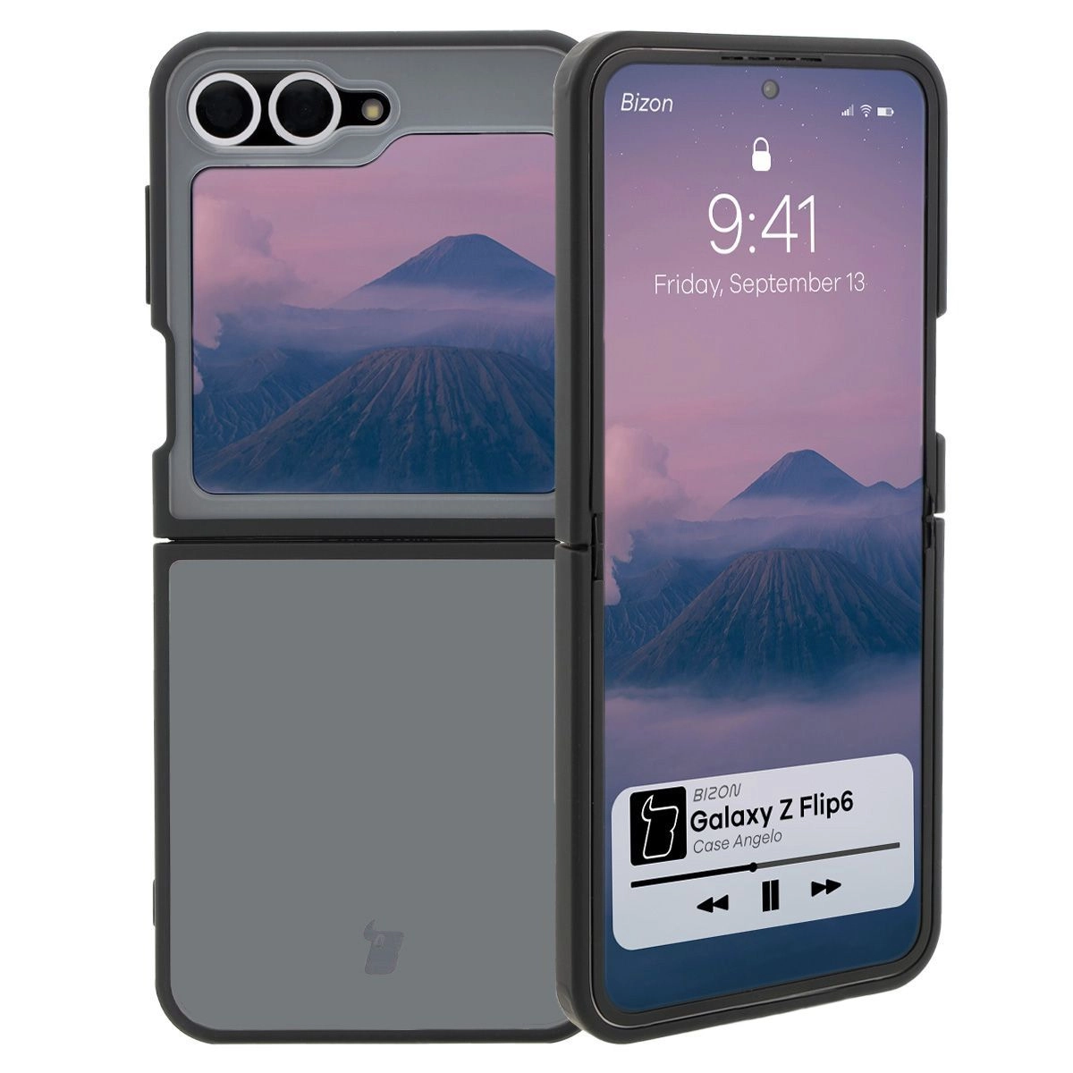 Etui Bizon Angelo do Galaxy Z Flip6 przydymione z Czarną ramką