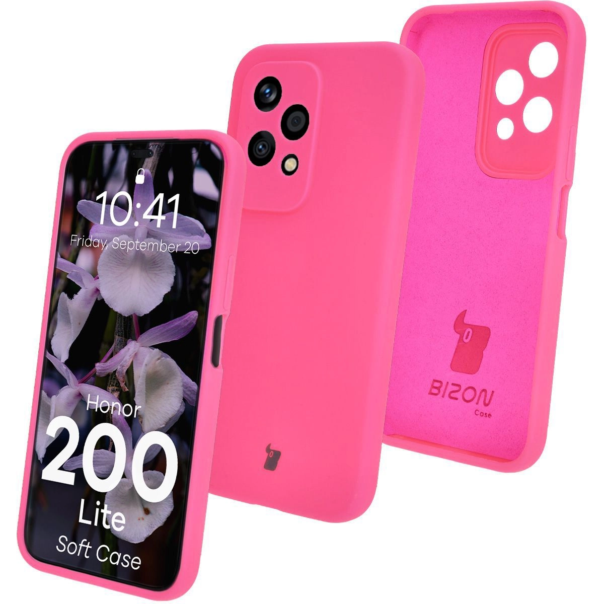 Etui Bizon Silikonowe Soft do Honor 200 Lite Neonowo-różowy