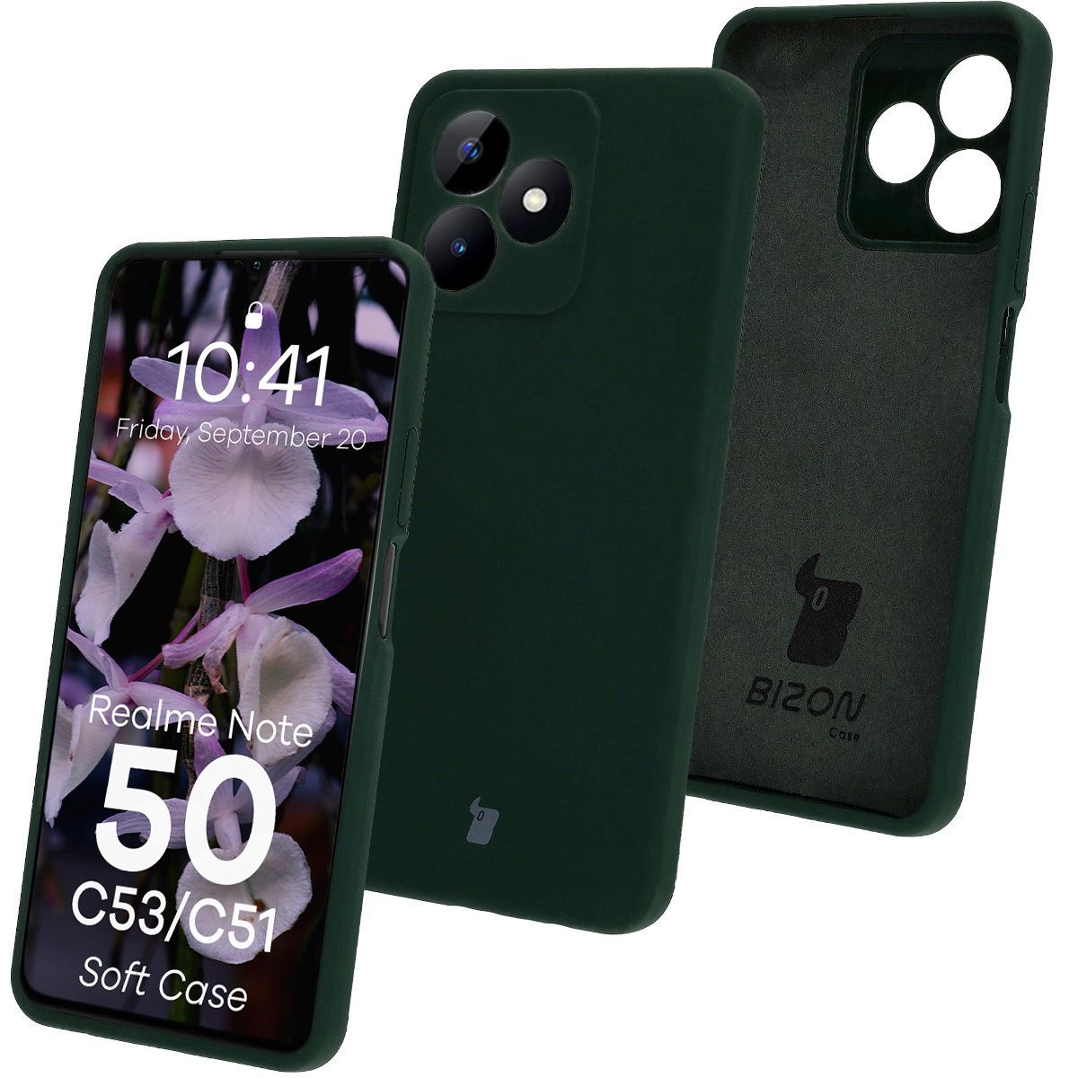 Etui Bizon Silikonowe Soft do Realme Note 50/Realme C53/C51 Ciemnozielony