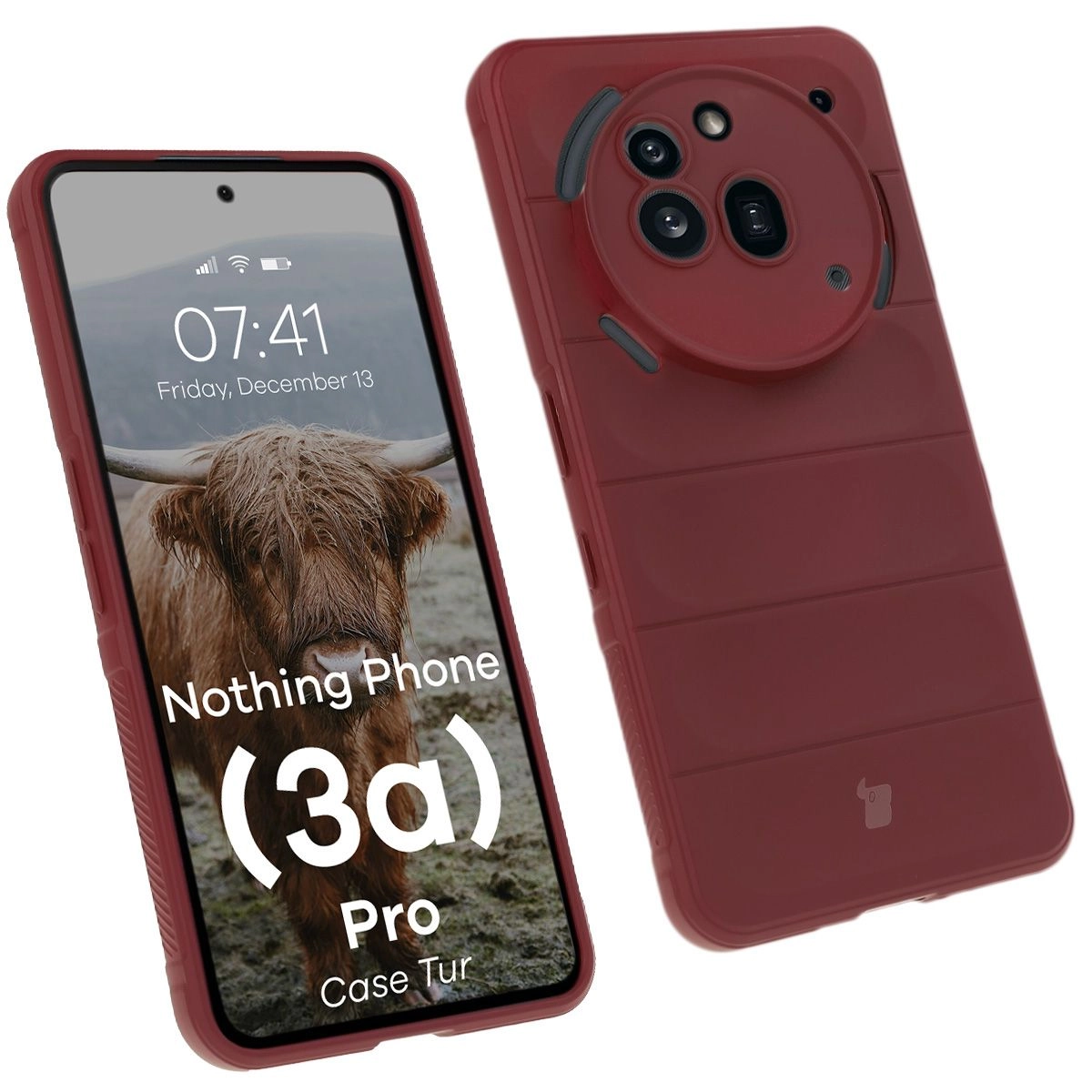 Etui Bizon Tur do Nothing Phone 3a Pro Burgundowy