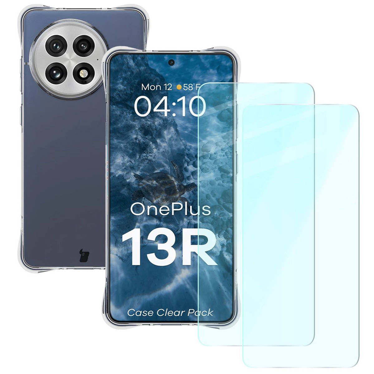 Zestaw ochronny Bizon elastyczne etui Salpa + 2x szkło hartowane Clear Pack do OnePlus 13R